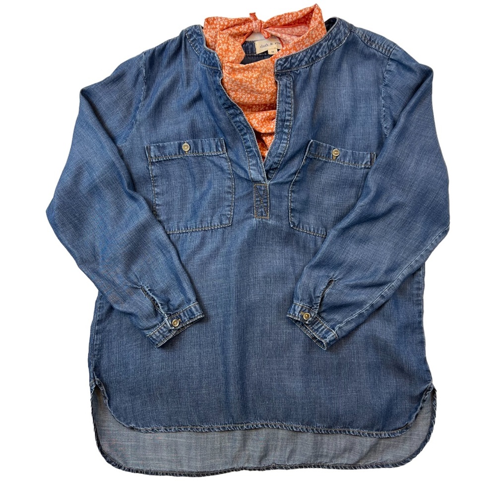 Anthropology Brand, Cloth & Stone, 100% Tencel denim color blouse